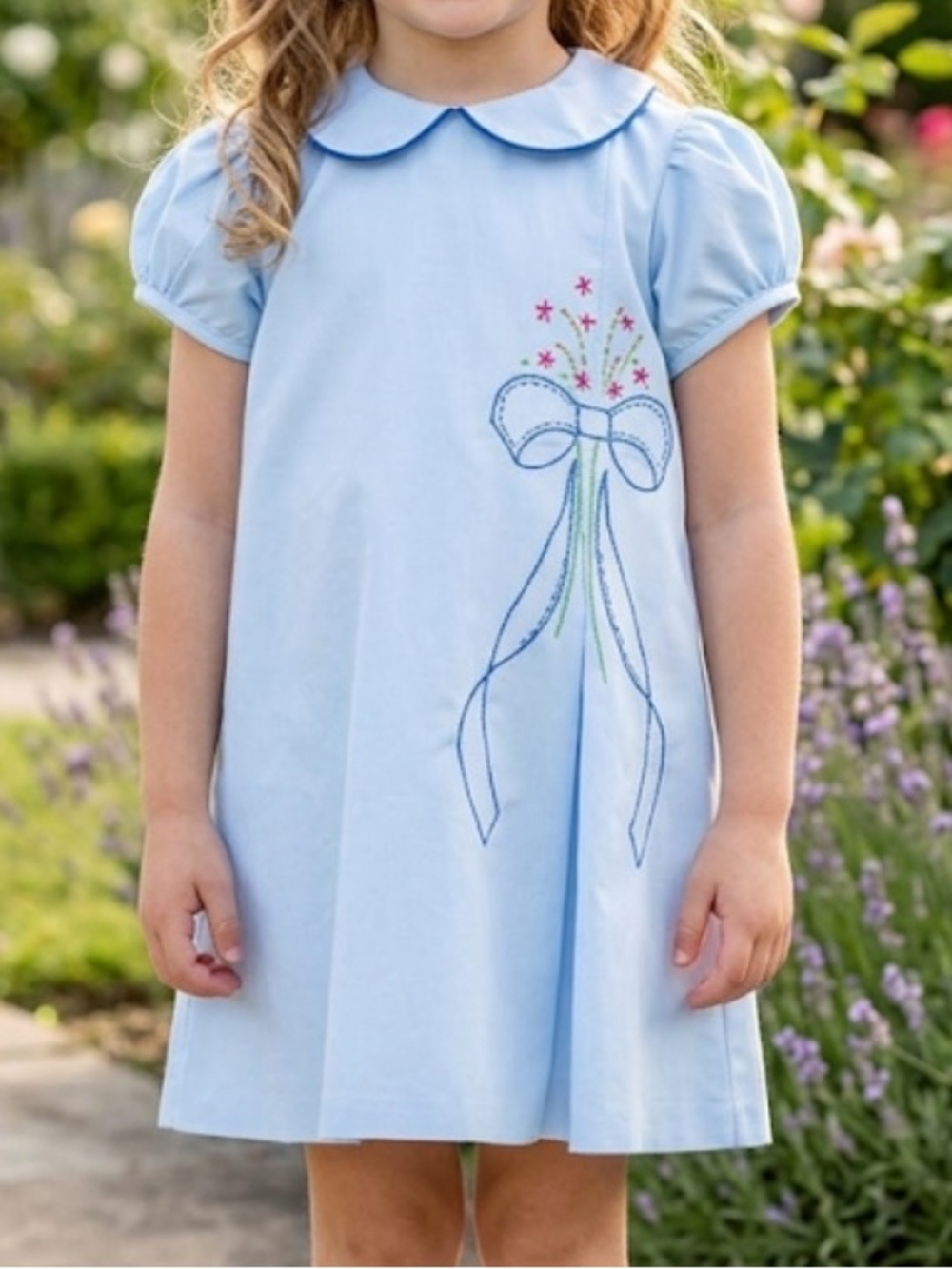 The Proper Peony Laurel
Light Blue Girls Embroidered Bow Dress 6 years